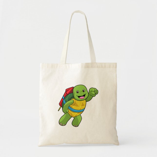 Tote Bag Tortue au volant avec fusée (Devant)