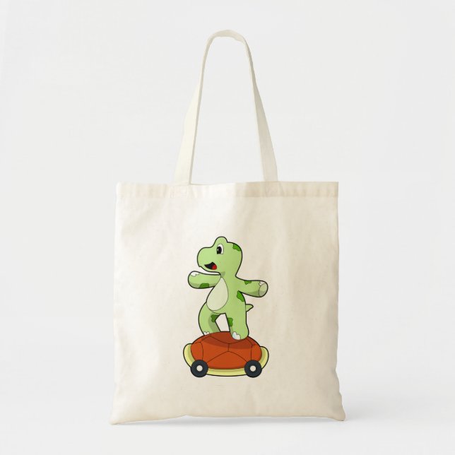 Tote Bag Tortue avec coquille en tant que skateboard (Devant)