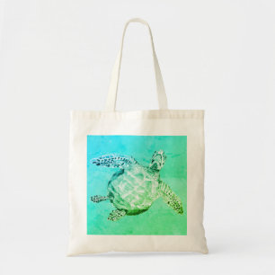 Tote Bag Tortue bleue et verte