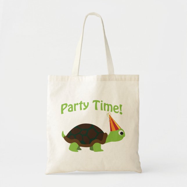 Tote Bag Tortue c'est l'heure de faire la fête ! (Devant)