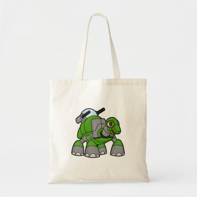 Tote Bag Tortue comme robot avec canons (Devant)