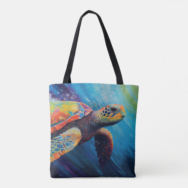 Tote Bag Tortue de mer à l'aquarelle (Dos)