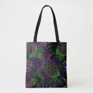 Tote Bag Tortue de mer Boho : Motif psychédélique mandala