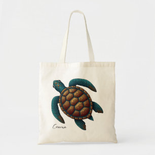 Tote Bag tortue de mer de style maya de Cancun