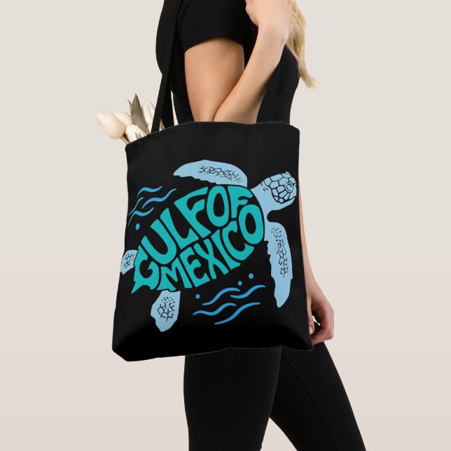 Tote Bag Tortue de mer du golfe du Mexique Typographie (De près)