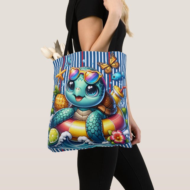 Tote Bag Tortue de mer sur la plage  (De près)