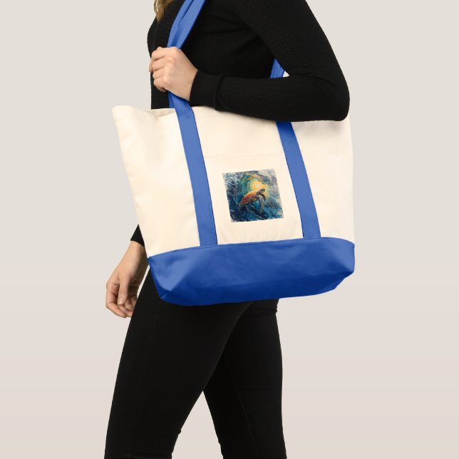 Tote Bag Tortue de mer vitrail (Devant (produit))
