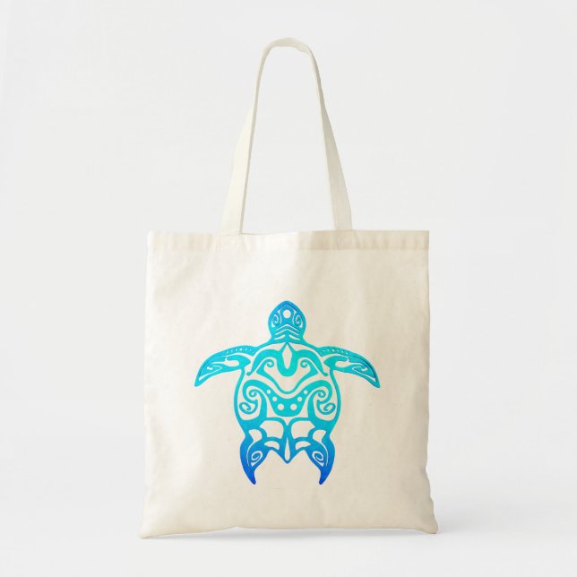 Tote Bag Tortue de tribal de bleu d'océan (Devant)
