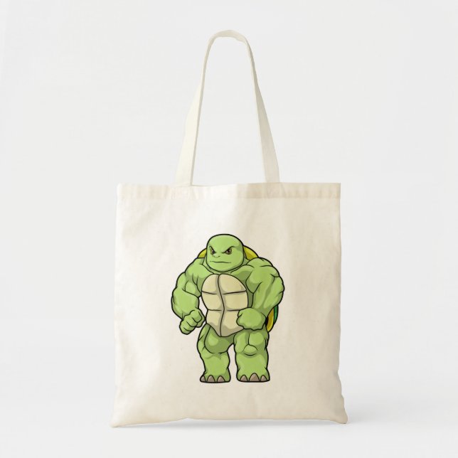 Tote Bag Tortue en Bodybuilder avec Six pack (Devant)
