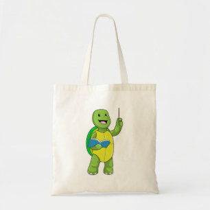 Tote Bag Tortue en tant qu'enseignant avec livre et pointeu