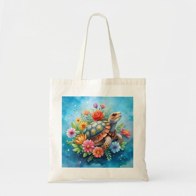 Tote Bag Tortue florale (Devant)