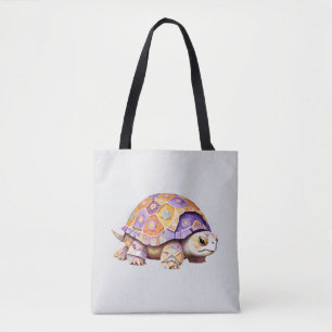 Tote Bag Tortue Jouant adorable animal amusant coloré Joyeu