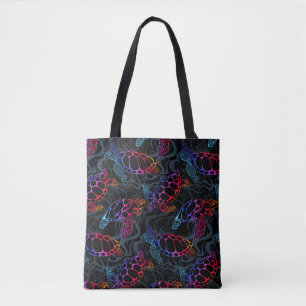 Tote Bag Tortue marine dans des couleurs psychédéliques mul