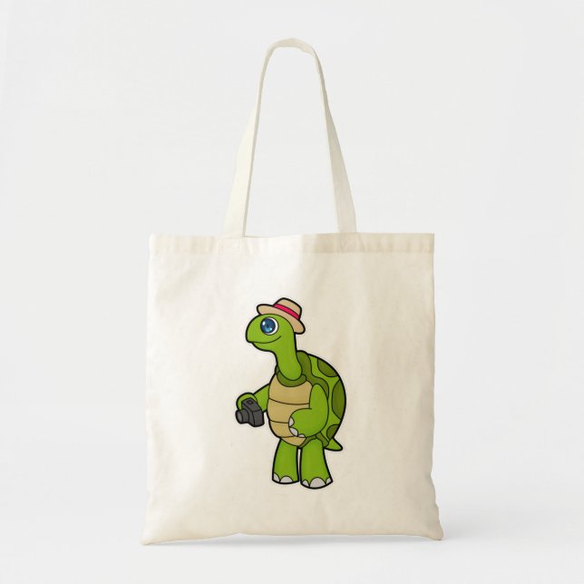 Tote Bag Tortue photographe avec caméra (Devant)