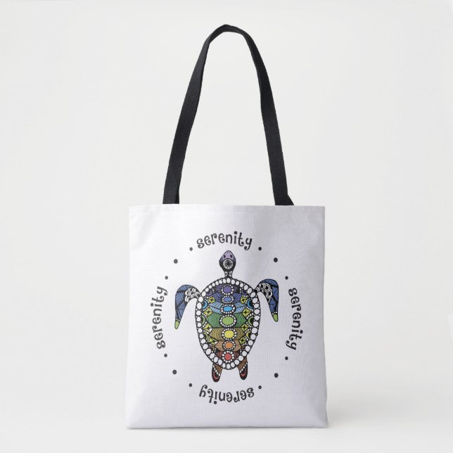 Tote Bag Tortue Sérénité Chakras (Devant)