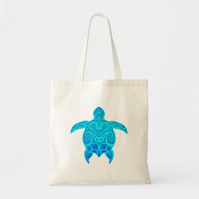 Tote Bag Tortue tribale bleue (Devant)