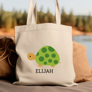 Tote Bag Tortue verte mignonne personnalisée pour enfants