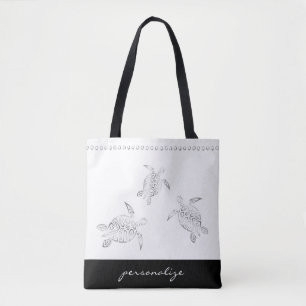 Tote Bag Tortues de mer argentées Blancs