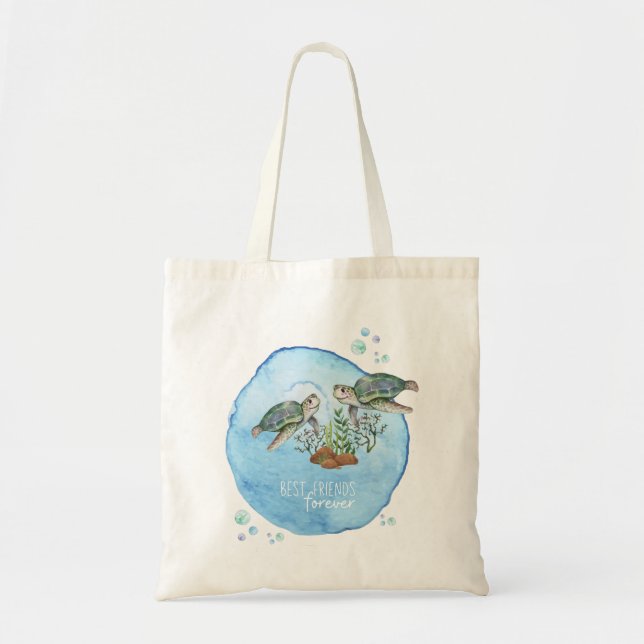 Tote Bag Tortues de mer BFF - Cadeaux personnalisés Best Fr (Devant)