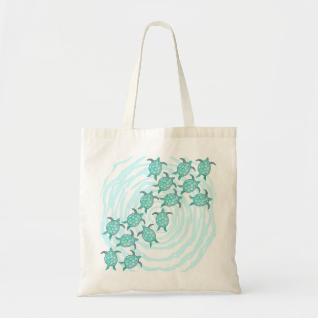 Tote Bag Tortues de mer turquoises d'aquarelle sur les (Devant)