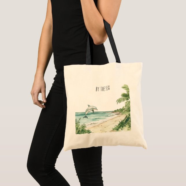 Tote Bag Tortues marines dauphin océan plage (Devant (produit))