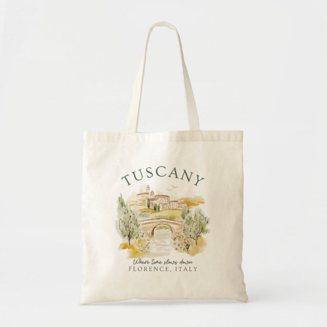 Tote Bag Toscane Florence Italie - Paysage estival serein (Devant)