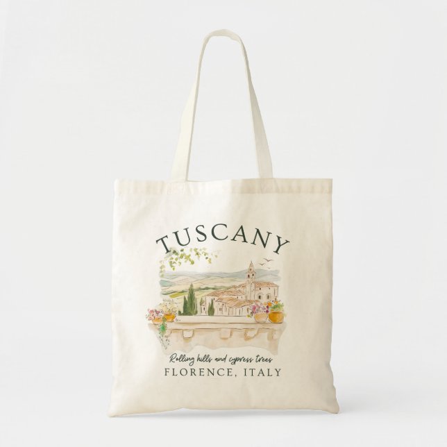 Tote Bag Toscane Italie - Florence Rolling Hills & Tree (Devant)
