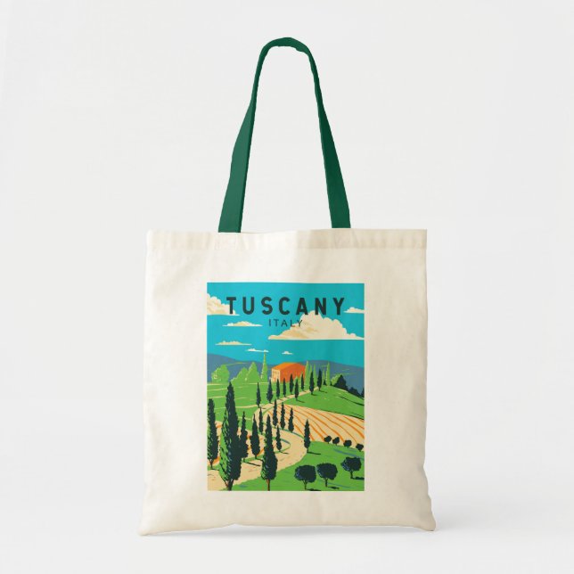 Tote Bag Toscane Italie Vignoble Voyage Art Vintage (Devant)