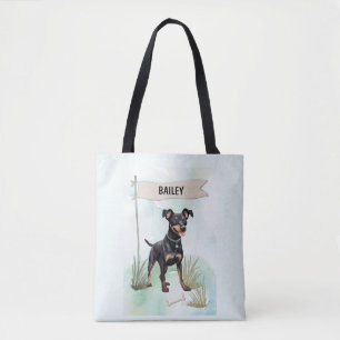 Tote Bag Tôt personnalisé Terrier de Manchester aquarelle C