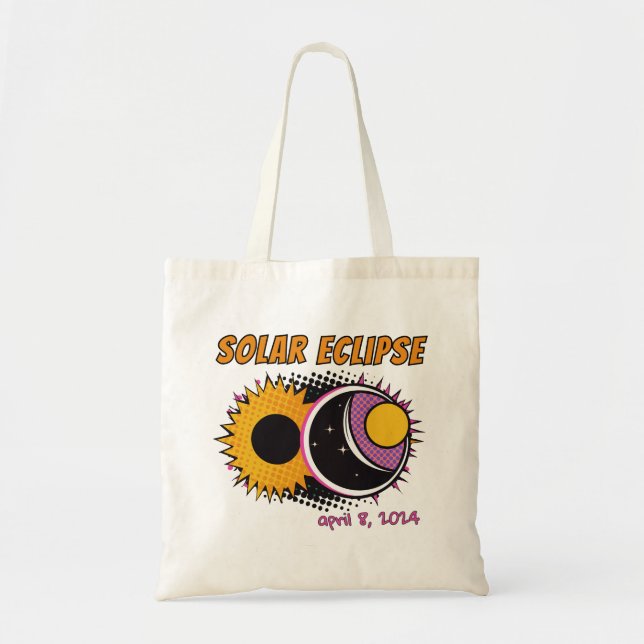 Tote Bag Total éclipse solaire 2024 pop art design (Devant)