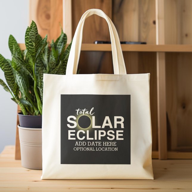 Tote Bag Total Solaire Eclipse - 2024 ou date personnalisée (Custom Tote Bag)
