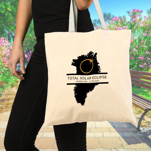 Tote Bag Total Solar Eclipse August 2026 – Greenland Custom (Edit text via the template if you wish to personalize as required)