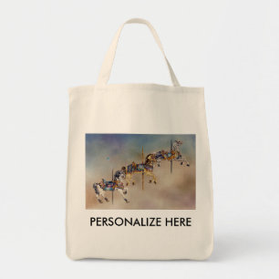 Tote Bag Totes d'épicerie - Trois Chevaux de carrousel