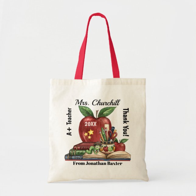 Tote Bag Totes des enseignants - Ver de livre (Devant)