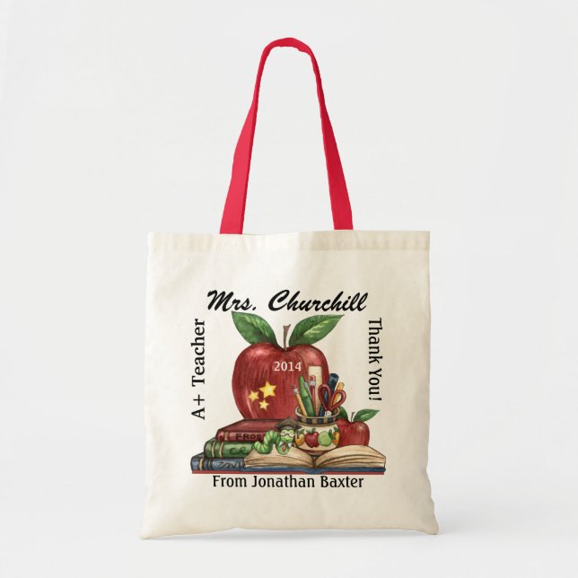 Tote Bag Totes pour enseignants - Ver de livre - SRF (Devant)