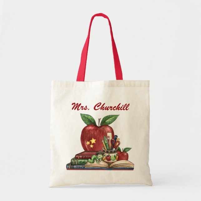 Tote Bag Totes pour enseignants - Ver de livre - SRF (Devant)
