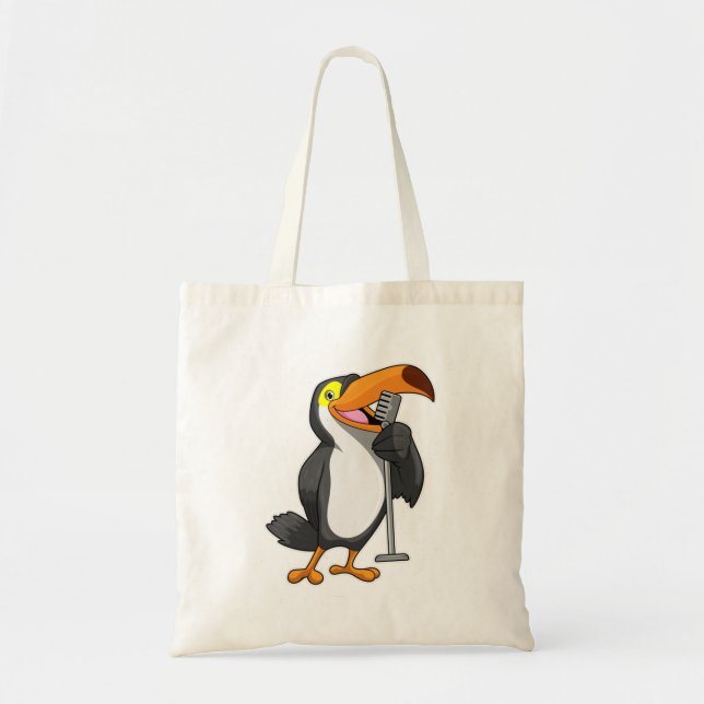 Tote Bag Toucan at Music with Microphone (Devant)