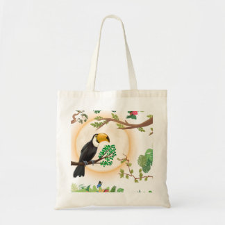 Tote Bag Toucan Tropical & Feuilles de Jungle Can Aesthétiq