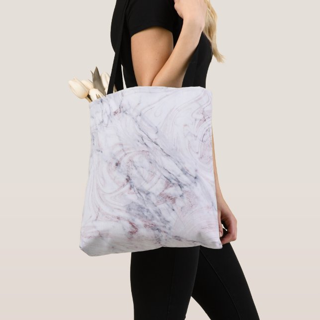 Tote Bag Touche de marbre gris blanc rosé chic tendance (De près)