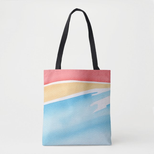 Tote Bag Touches d'aquarelle rouges oranges et bleues Cool (Devant)