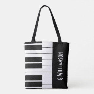 Tote Bag Touches musicales de piano Ajouter votre nom