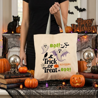 Tote Bag Tour de magie fantôme mignon pour Halloween avec n