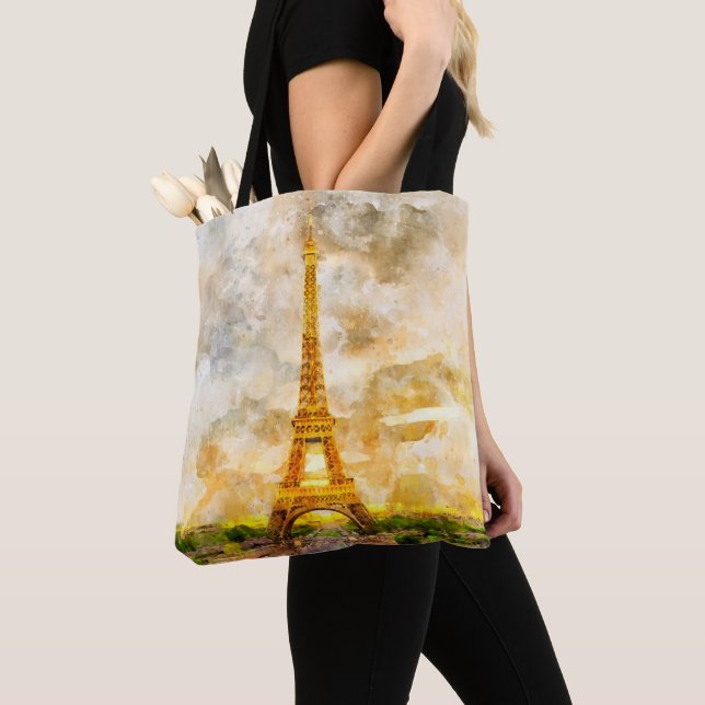Tote Bag Tour Eiffel à Paris au coucher du soleil nr1 (De près)