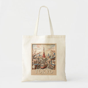 Tote Bag Tour Eiffel Japon Paysage Urbain Sakura Voyage Rét