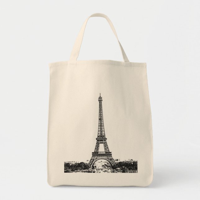 Tote Bag Tour Eiffel noir et blanc (Devant)