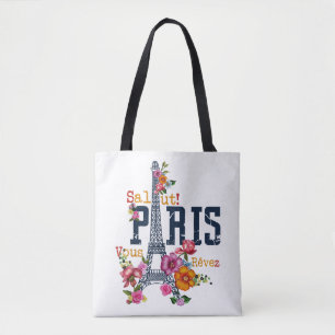 Tote Bag Tour Eiffel Paris Chemise Salut Flower Paris Fra