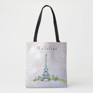 Tote Bag Tour Eiffel Paris Croquis en encre sur étincelle r