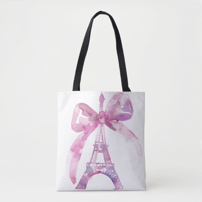 Tote Bag Tour Eiffel Paris rose Fourre-tout (Devant)