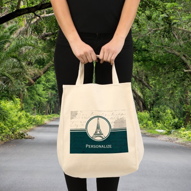 Tote Bag Tour Eiffel turquoise (Teal Eiffel Tower Tote Bag)