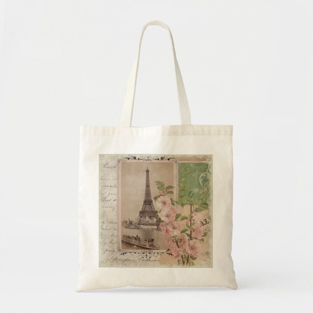 Tote Bag Tour Eiffel vintage Flush Paris Script (Devant)